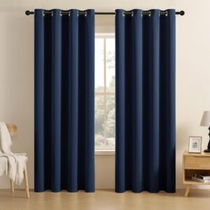 CUCRAF Navy Blue Blackout Curtains 84 inch Length 2 Panels Set, Room Darkening Drapes for Living Room Bedroom, Thermal Insulated Light Blocking Grommet Window Curtain (W52 x L84 Inch)