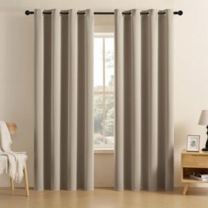 CUCRAF Beige Blackout Curtains 84 inch Length 2 Panels Set, Room Darkening Drapes for Living Room Bedroom, Thermal Insulated Light Blocking Grommet Window Curtain (W52 x L84 Inch)