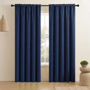 CUCRAF Navy Blue Blackout Curtains 84 inch Length 2 Panels Set, Rod Pocket Room Darkening Drapes for Bedroom Living Room, Insulated Thermal Light Blocking Window Curtain (W52 x L84 Inch)