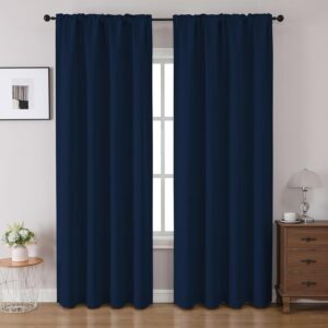 CUCRAF Blackout Curtains 84 inches Long 2 Panels Set for Bedroom, Navy Blue Rod Pocket Room Darkening Curtain for Living Room, Thermal Insulated Window Drapes (W 52 x L 84 Inch)
