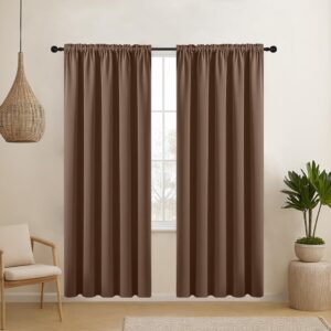 CUCRAF Brown Blackout Curtains 108 inch Length 2 Panels Set, Rod Pocket Room Darkening Drapes, Insulated Thermal Light Blocking Window Curtain for Bedroom Living Room (52 x 108 inches)